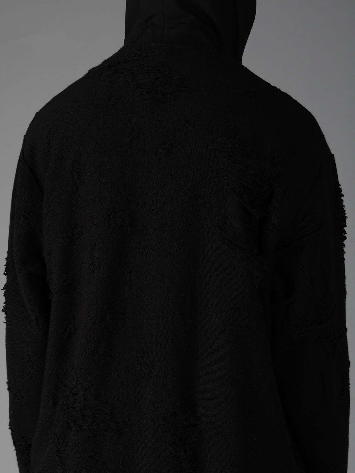 DAMAGE JACQUARD FRENCH TERRY V-NECK LONG CARDIGAN