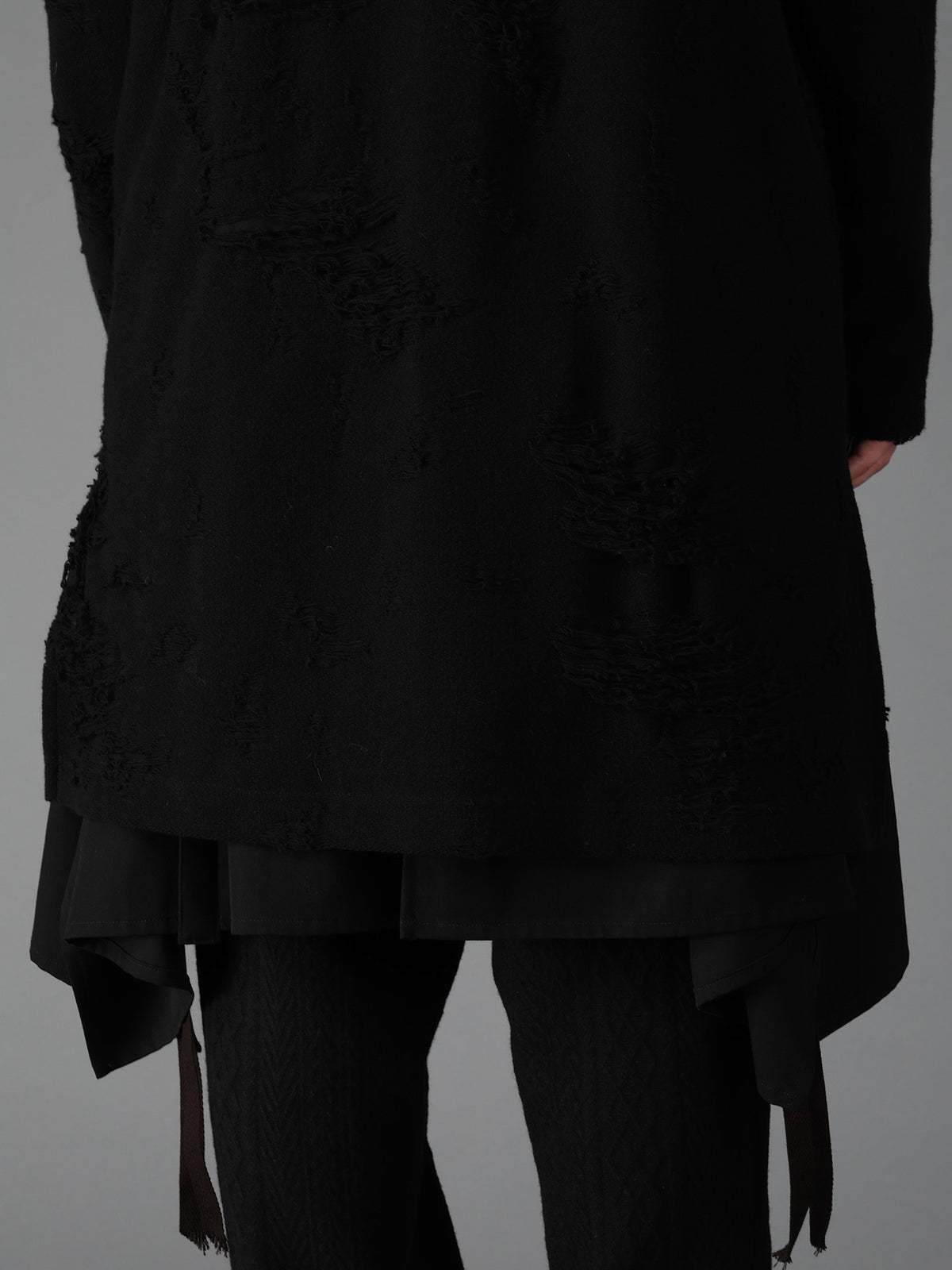 DAMAGE JACQUARD FRENCH TERRY V-NECK LONG CARDIGAN