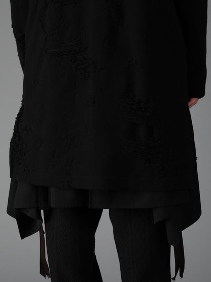 DAMAGE JACQUARD FRENCH TERRY V-NECK LONG CARDIGAN
