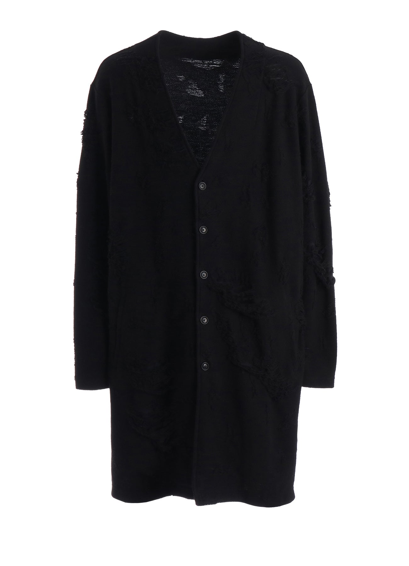 DAMAGE JACQUARD FRENCH TERRY V-NECK LONG CARDIGAN – THE SHOP YOHJI
