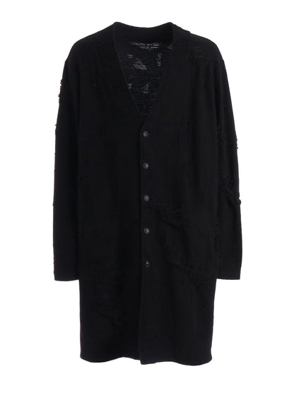 DAMAGE JACQUARD FRENCH TERRY V-NECK LONG CARDIGAN
