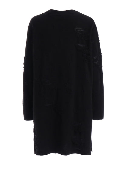 DAMAGE JACQUARD FRENCH TERRY V-NECK LONG CARDIGAN