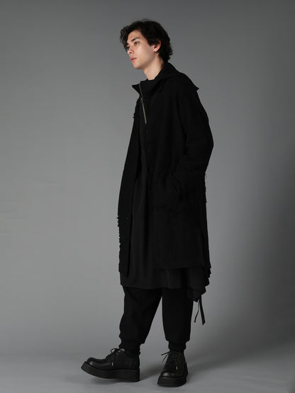 DAMAGE JACQUARD FRENCH TERRY V-NECK LONG CARDIGAN