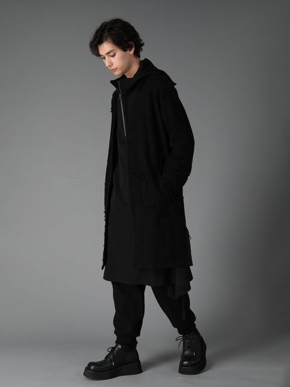 DAMAGE JACQUARD FRENCH TERRY V-NECK LONG CARDIGAN