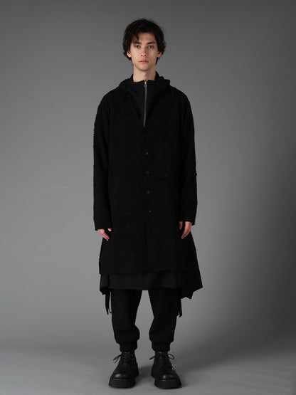 DAMAGE JACQUARD FRENCH TERRY V-NECK LONG CARDIGAN