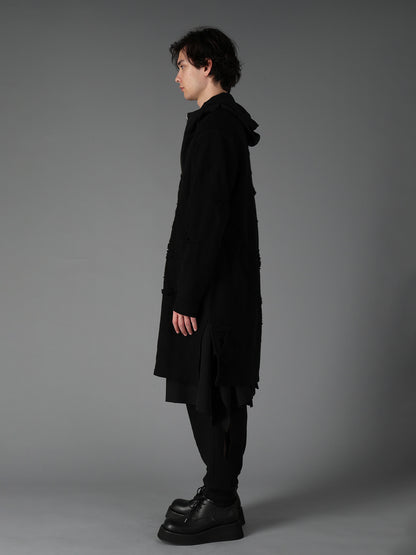 DAMAGE JACQUARD FRENCH TERRY V-NECK LONG CARDIGAN