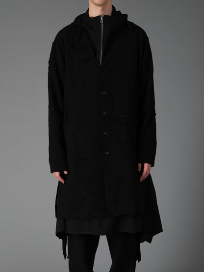 DAMAGE JACQUARD FRENCH TERRY V-NECK LONG CARDIGAN