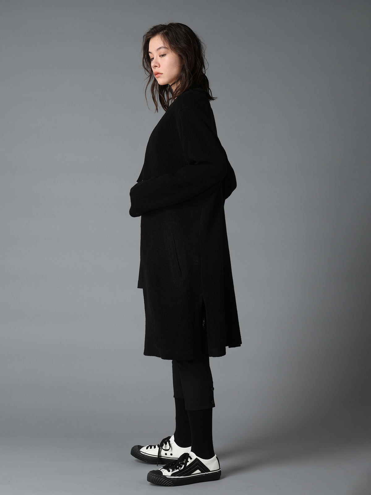 SPIDER WEB KNIT V-NECK LONG CARDIGAN