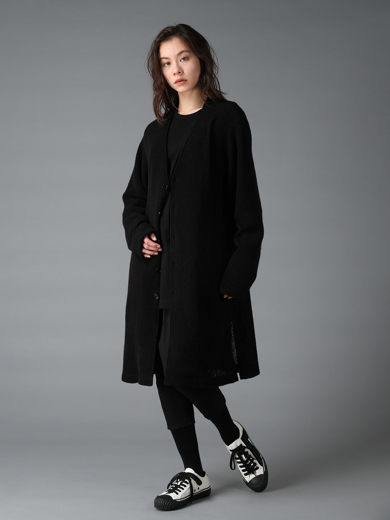 96aw Yohji Yamamoto femme ロングカーディガン ブラック SPIDER WEB KNIT V-NECK LONG CARDIGAN – THE SHOP YOHJI YAMAMOTO