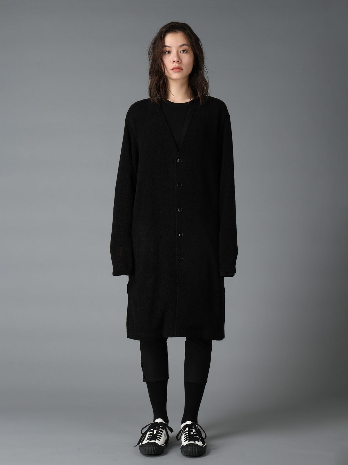 SPIDER WEB KNIT V-NECK LONG CARDIGAN