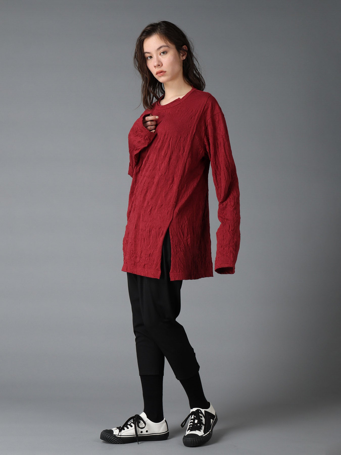 CATCH WASHER WRINKLE JERSEY MIX LONG SLEEVED T