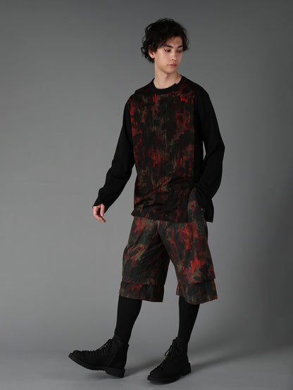 SHADOW FLORAL + COTTON JERSEY MIX LONG SLEEVED T