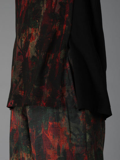 SHADOW FLORAL + COTTON JERSEY MIX LONG SLEEVED T