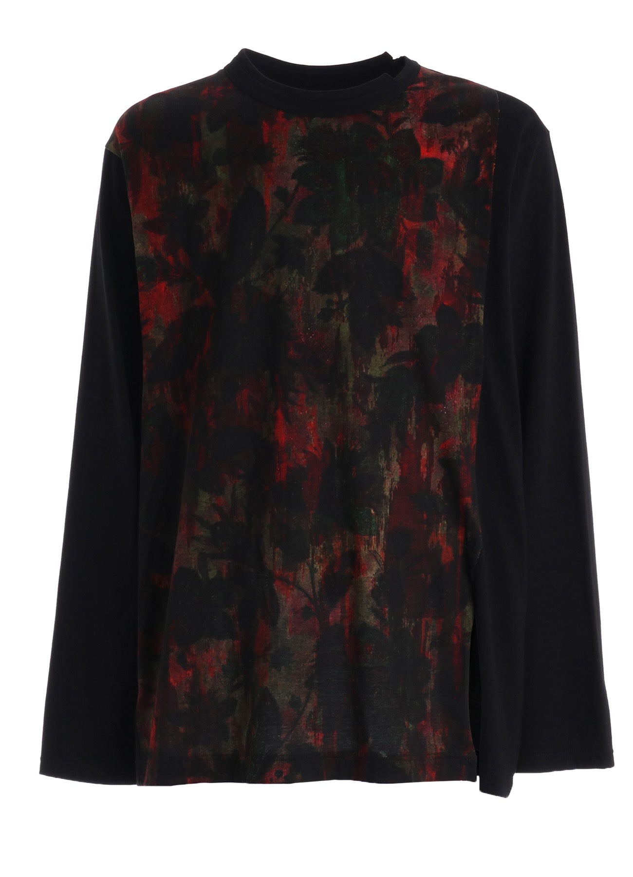 SHADOW FLORAL + COTTON JERSEY MIX LONG SLEEVED T