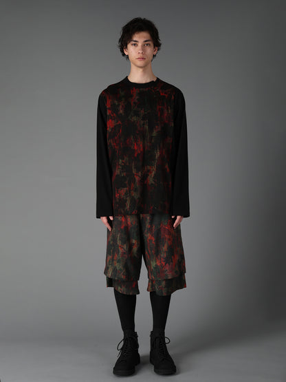 SHADOW FLORAL + COTTON JERSEY MIX LONG SLEEVED T