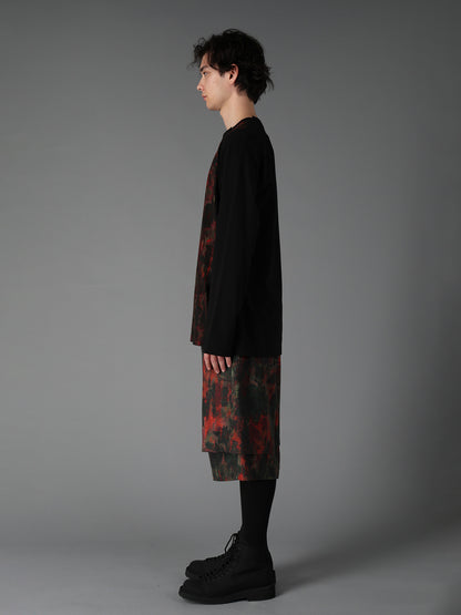 SHADOW FLORAL + COTTON JERSEY MIX LONG SLEEVED T