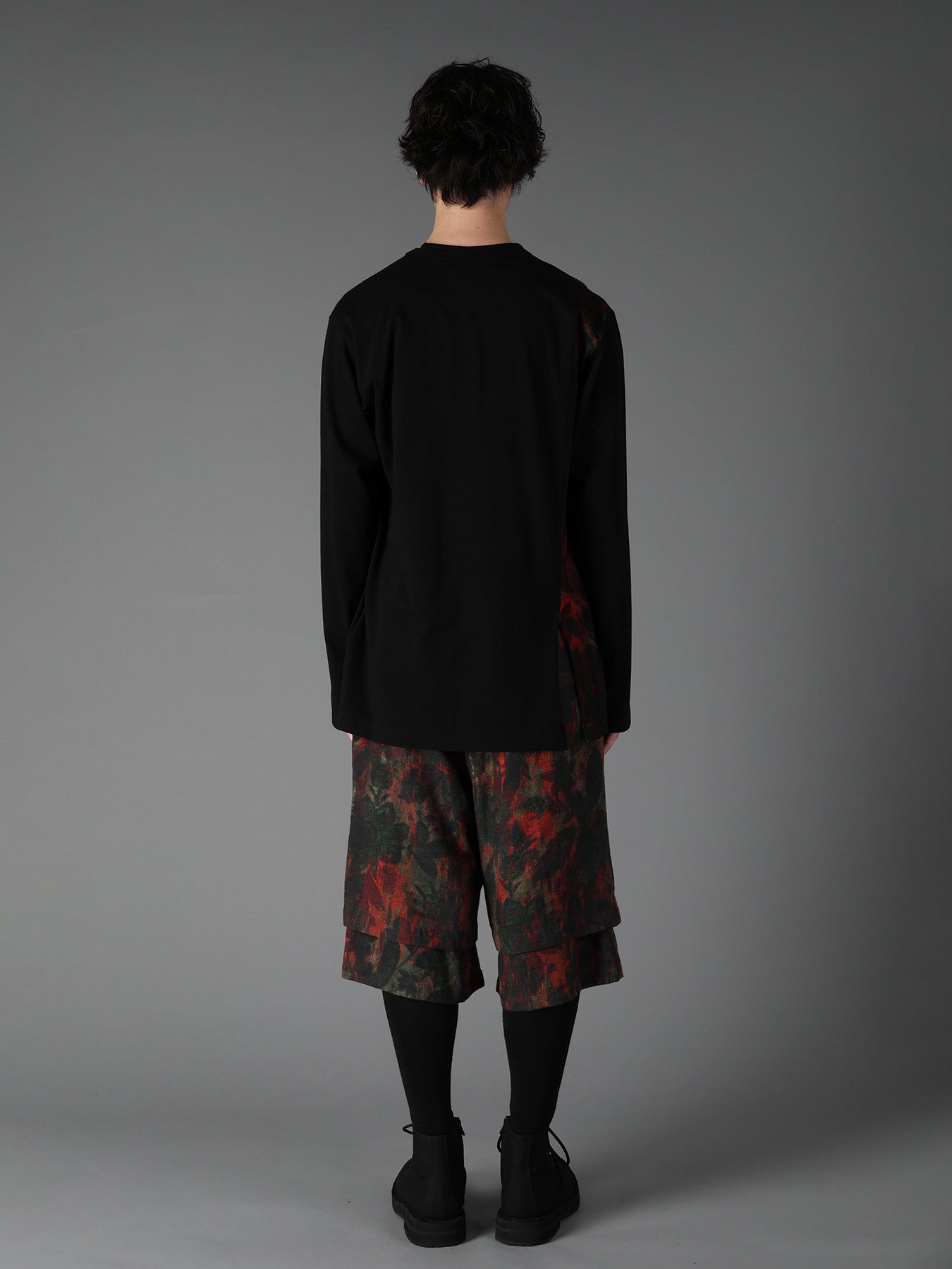 SHADOW FLORAL + COTTON JERSEY MIX LONG SLEEVED T