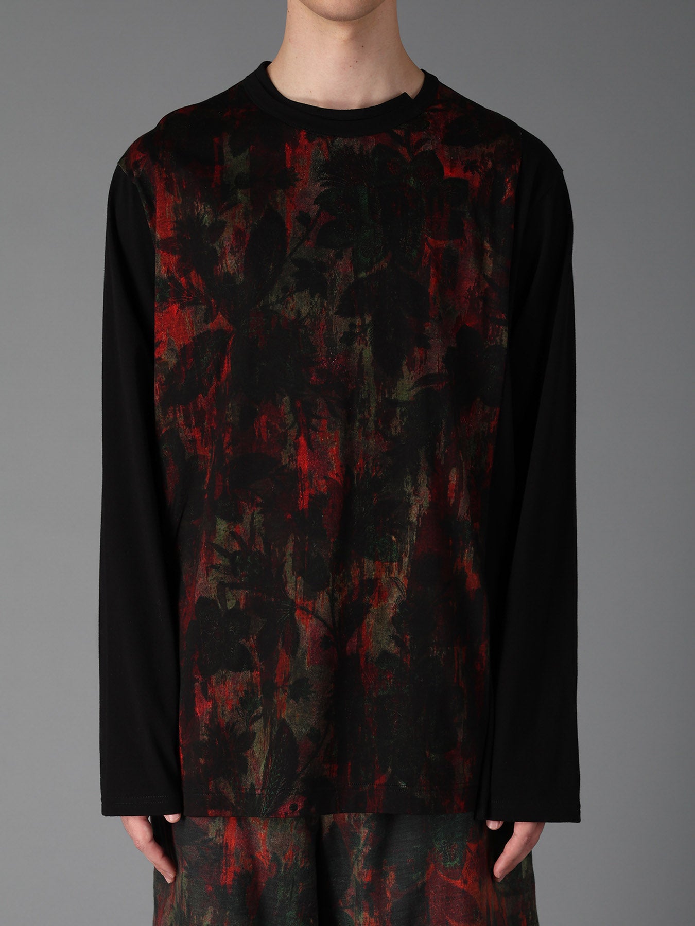 SHADOW FLORAL + COTTON JERSEY MIX LONG SLEEVED T