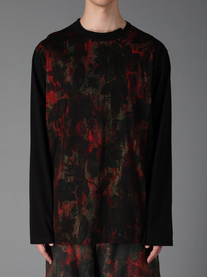 SHADOW FLORAL + COTTON JERSEY MIX LONG SLEEVED T