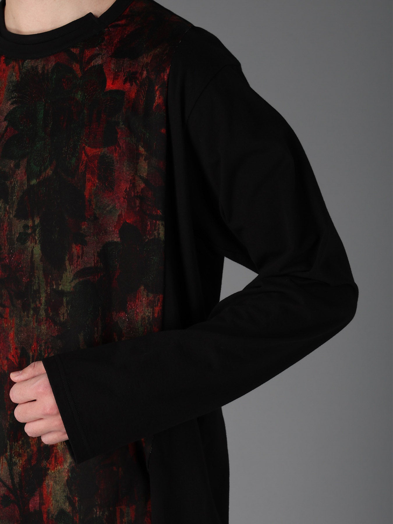 SHADOW FLORAL + COTTON JERSEY MIX LONG SLEEVED T