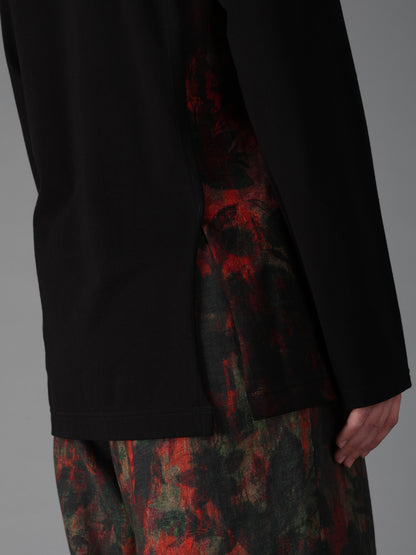SHADOW FLORAL + COTTON JERSEY MIX LONG SLEEVED T