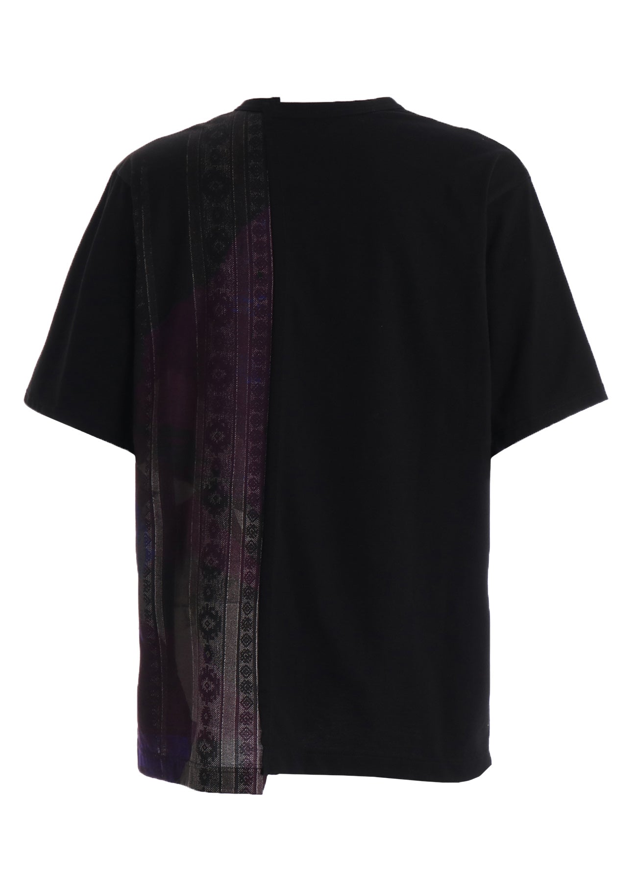 PURPLE STRIPE+COTTON JERSEY CUT-OFF SHORT SLEEVED T