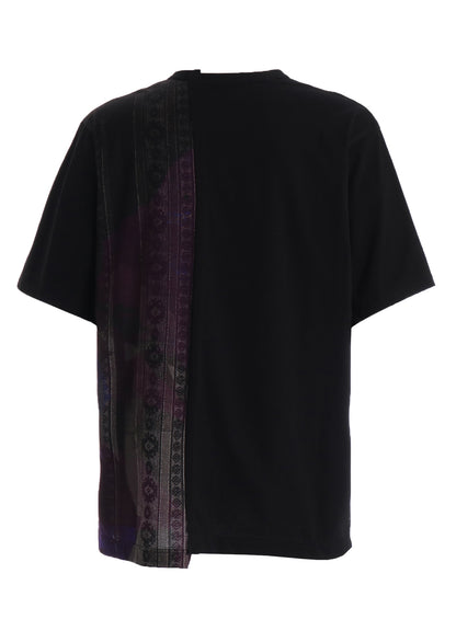 PURPLE STRIPE+COTTON JERSEY CUT-OFF SHORT SLEEVED T