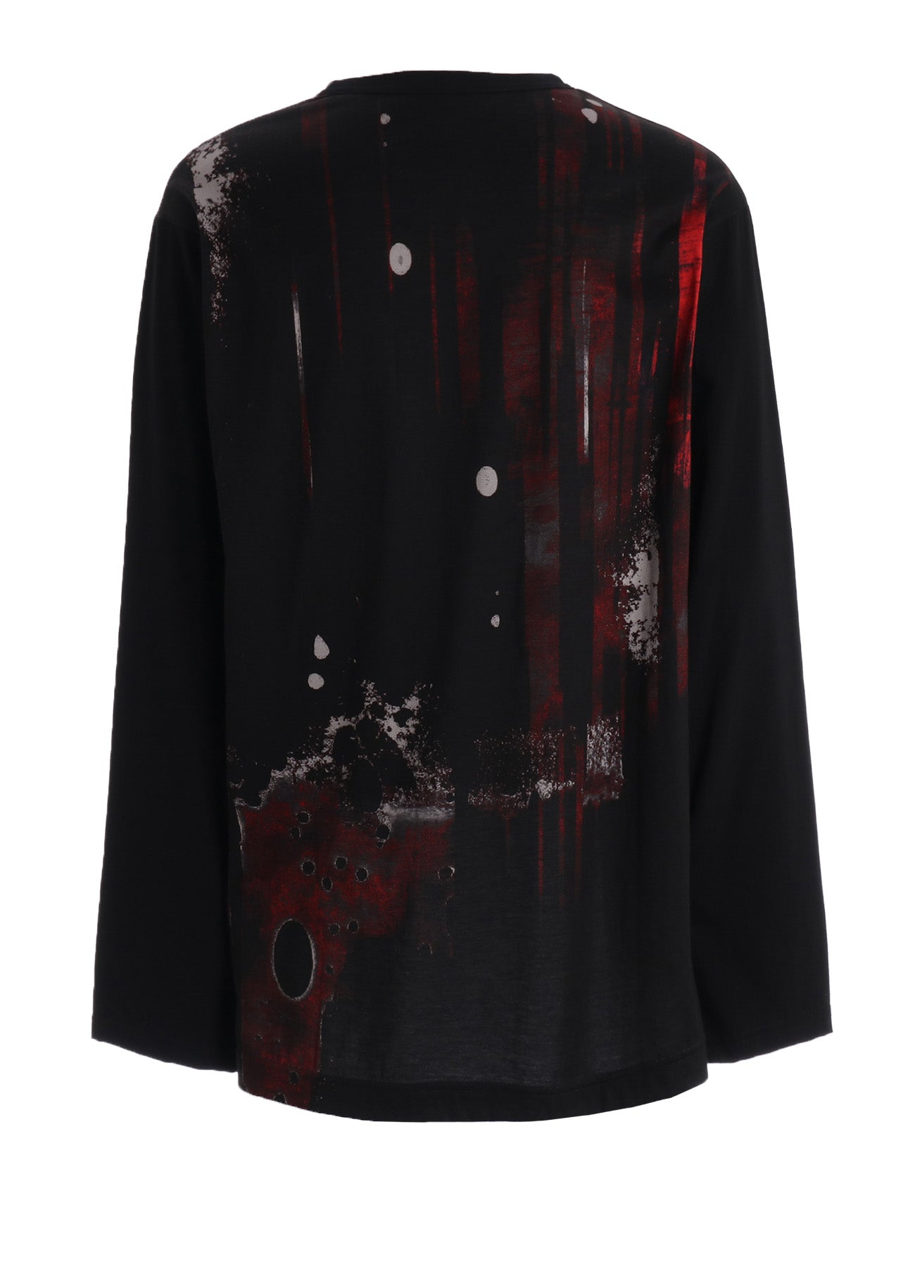 FLORAL STRIPED & COTTON JERSEY CUT-OFF LONG-SLEEVED T-SHIRT