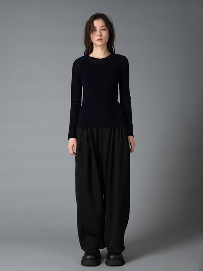 FLOCKED STRIPE ELBOW-CUT TULLE