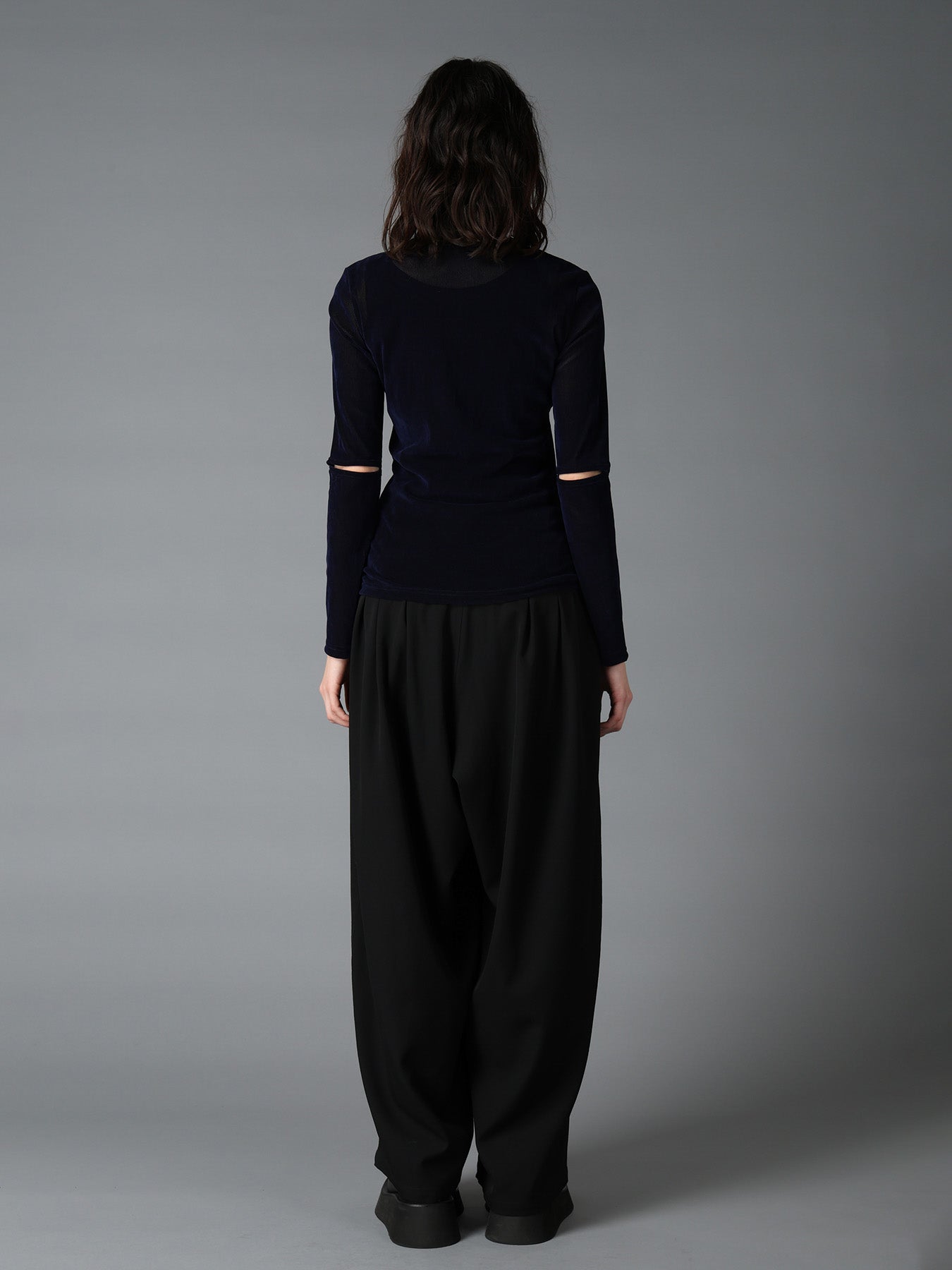 FLOCKED STRIPE ELBOW-CUT TULLE