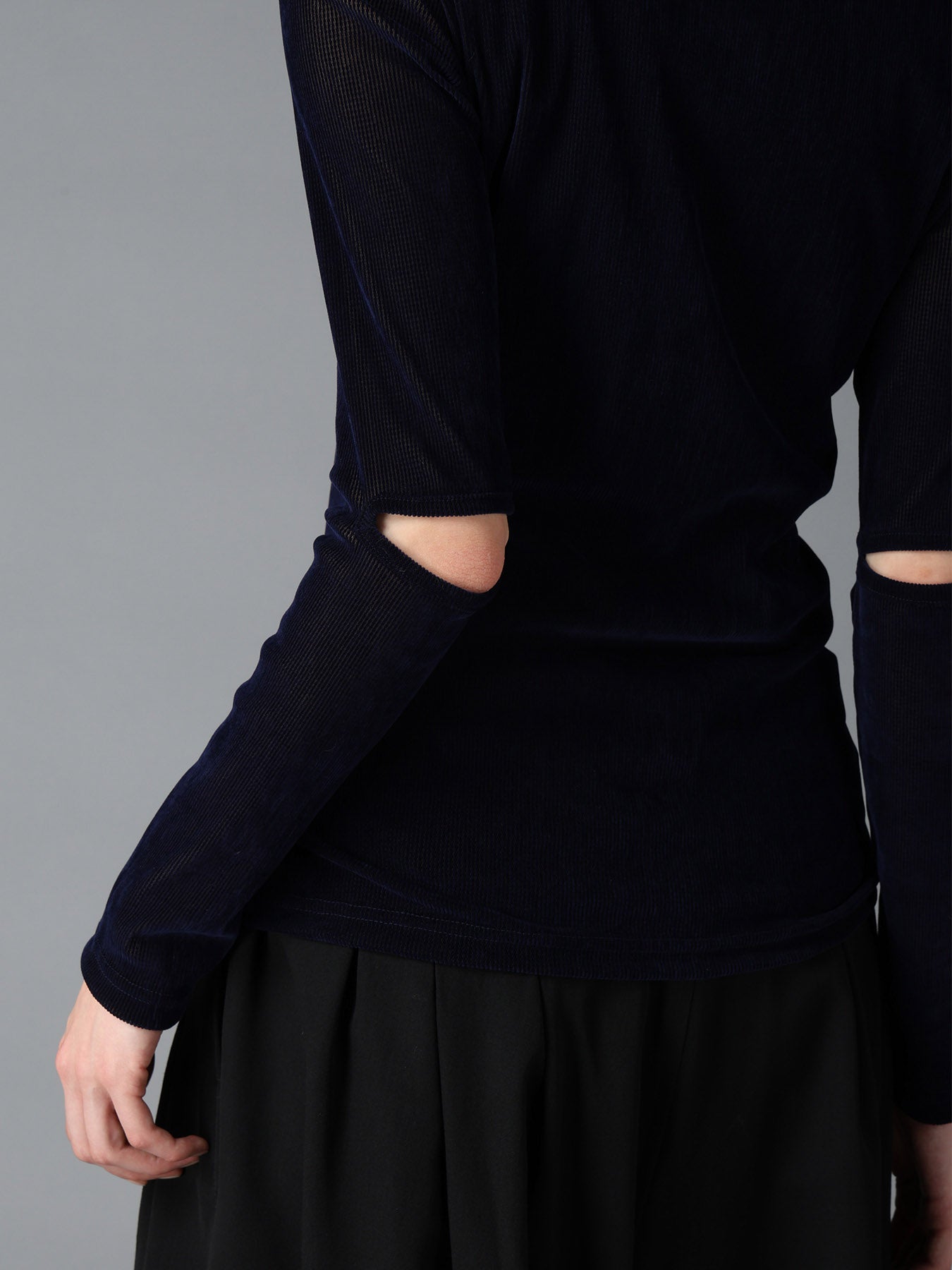 FLOCKED STRIPE ELBOW-CUT TULLE
