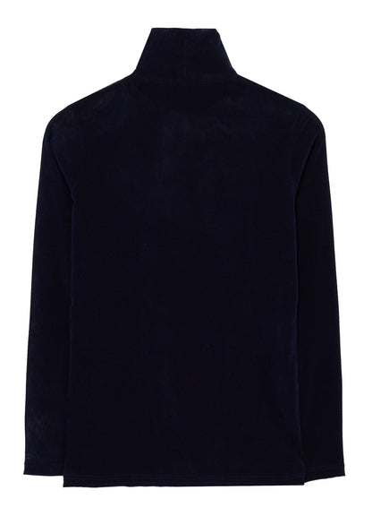 FLOCKED STRIPE HIGH-NECK TULLE