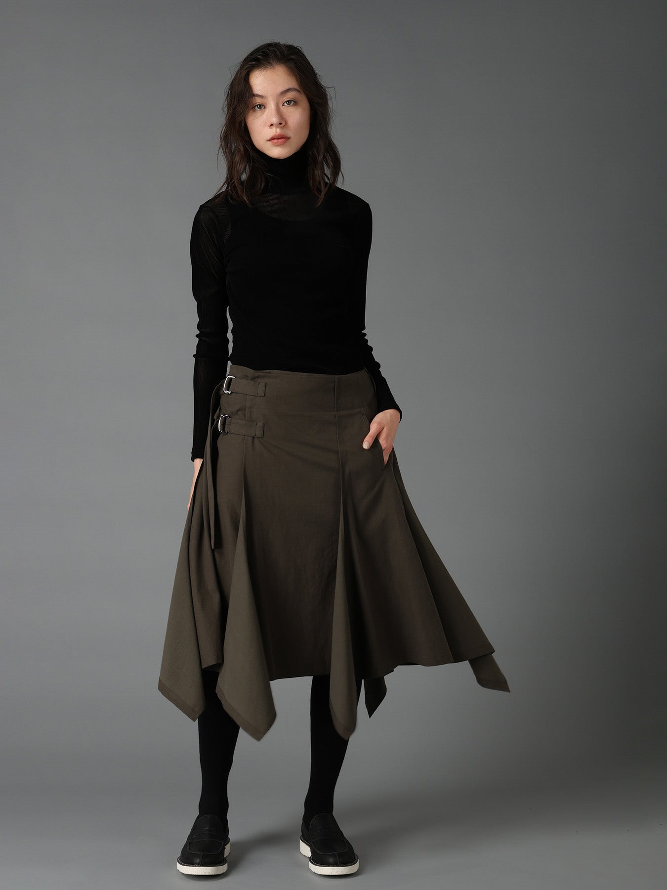 FLOCKED STRIPE HIGH-NECK TULLE
