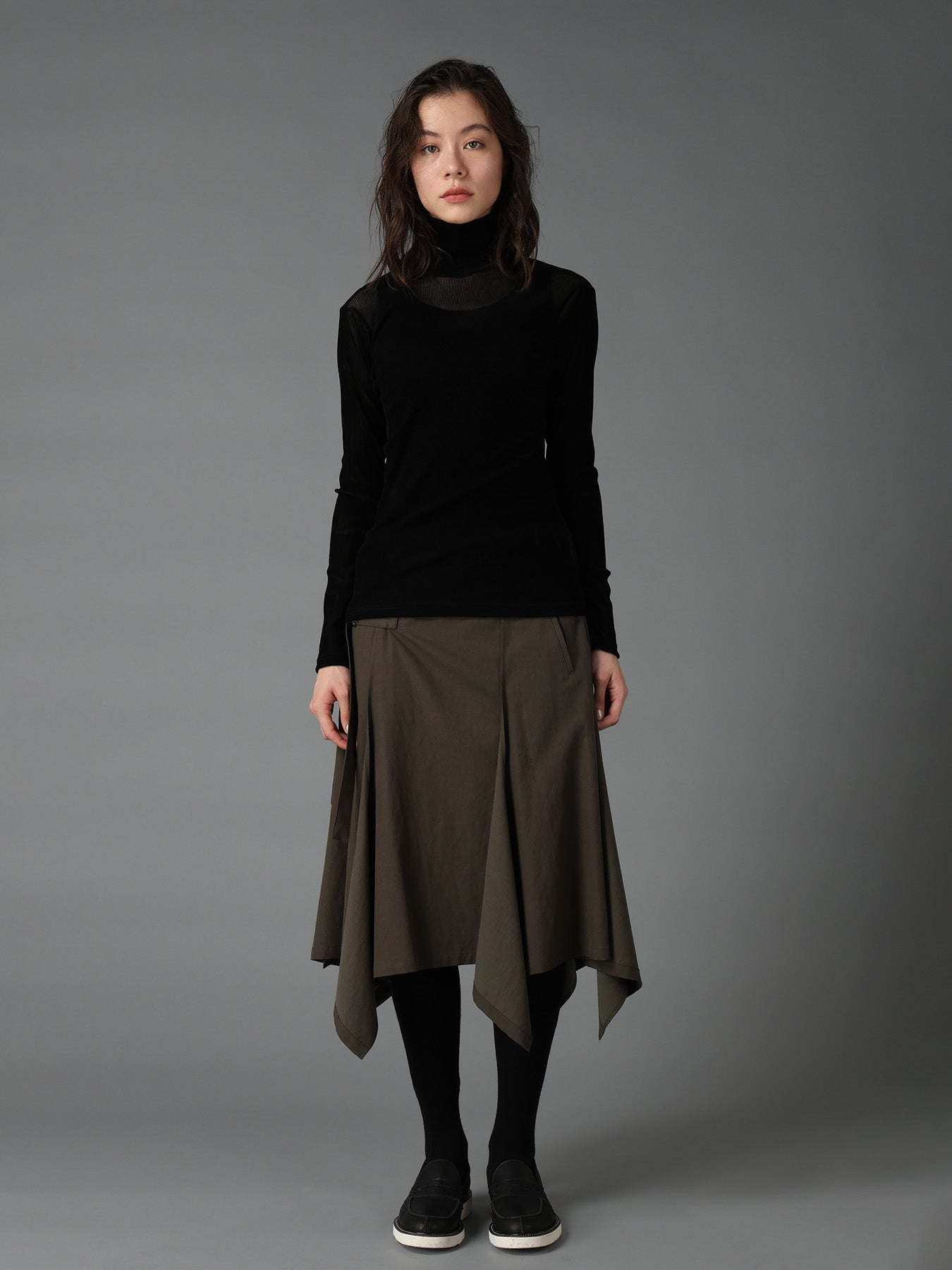 FLOCKED STRIPE HIGH-NECK TULLE