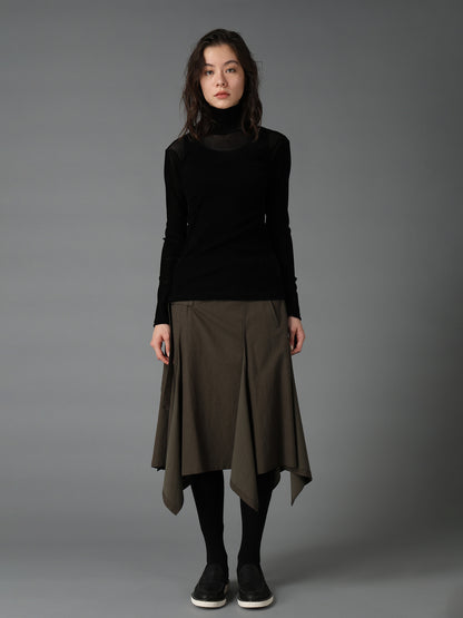 FLOCKED STRIPE HIGH-NECK TULLE