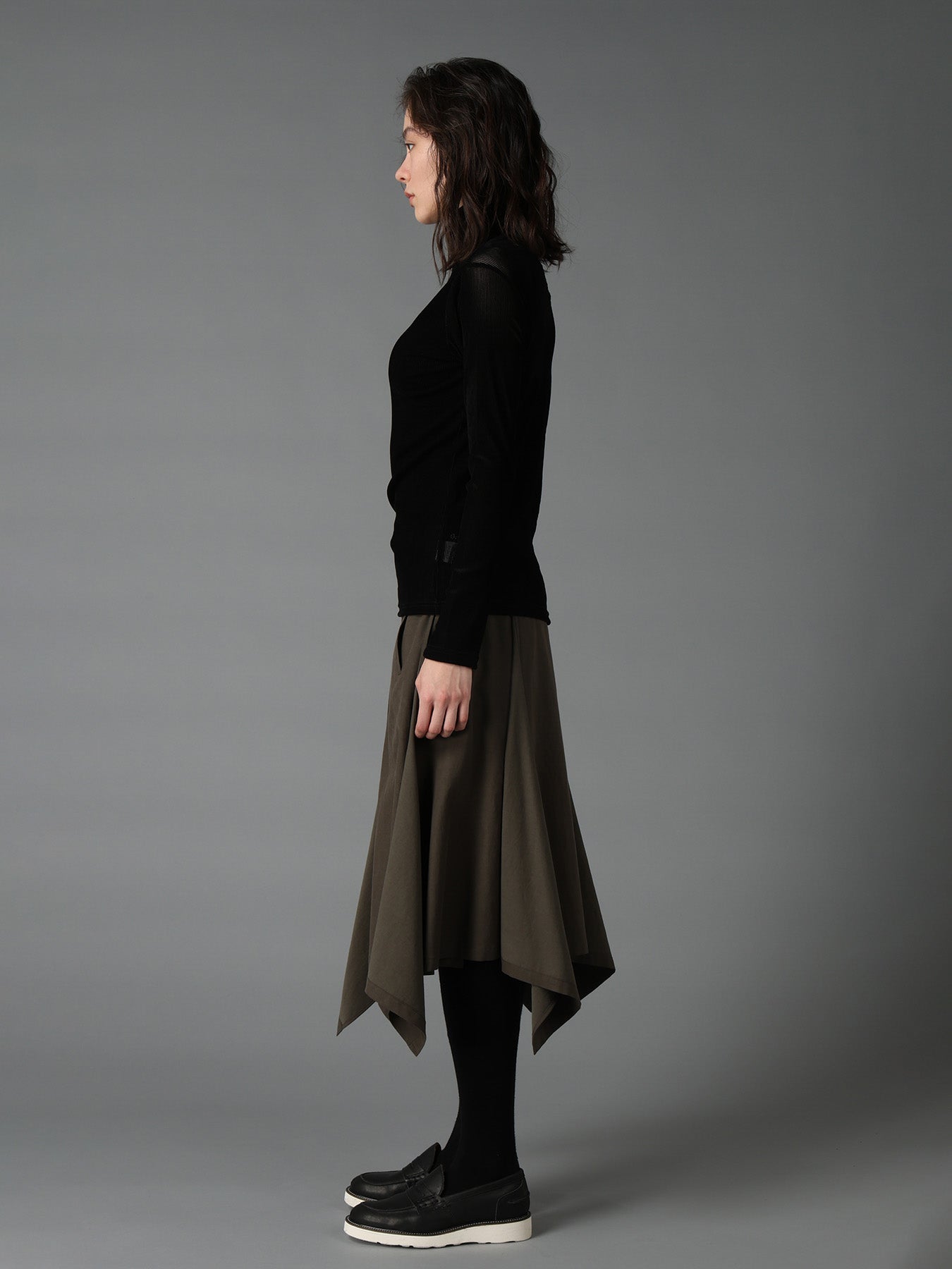 FLOCKED STRIPE HIGH-NECK TULLE