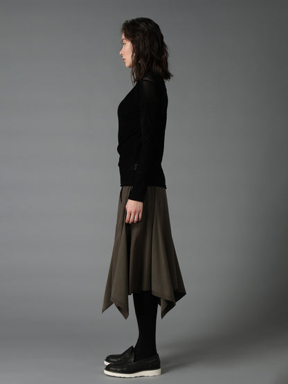 FLOCKED STRIPE HIGH-NECK TULLE