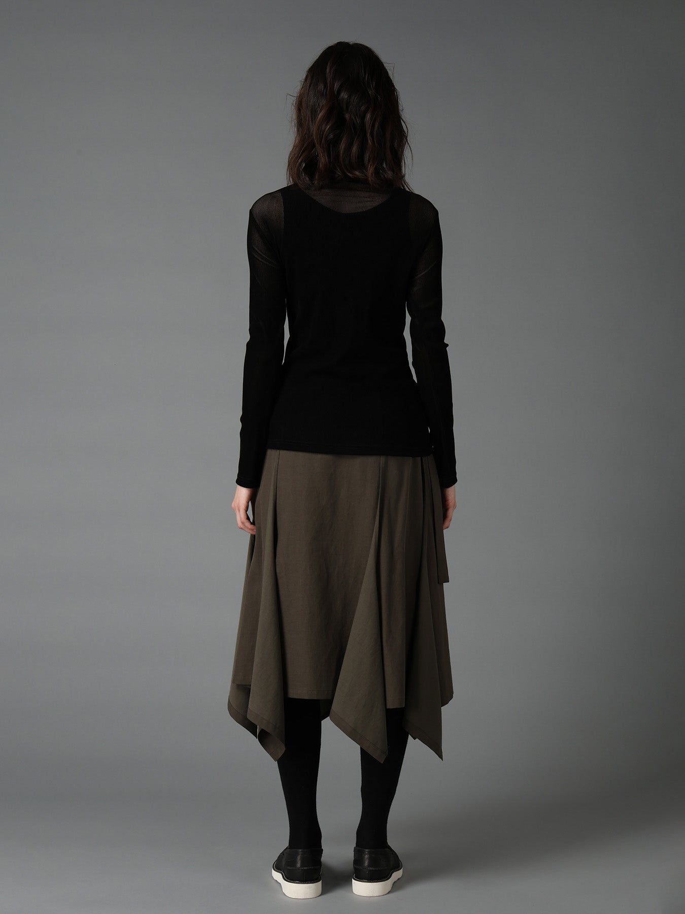 FLOCKED STRIPE HIGH-NECK TULLE