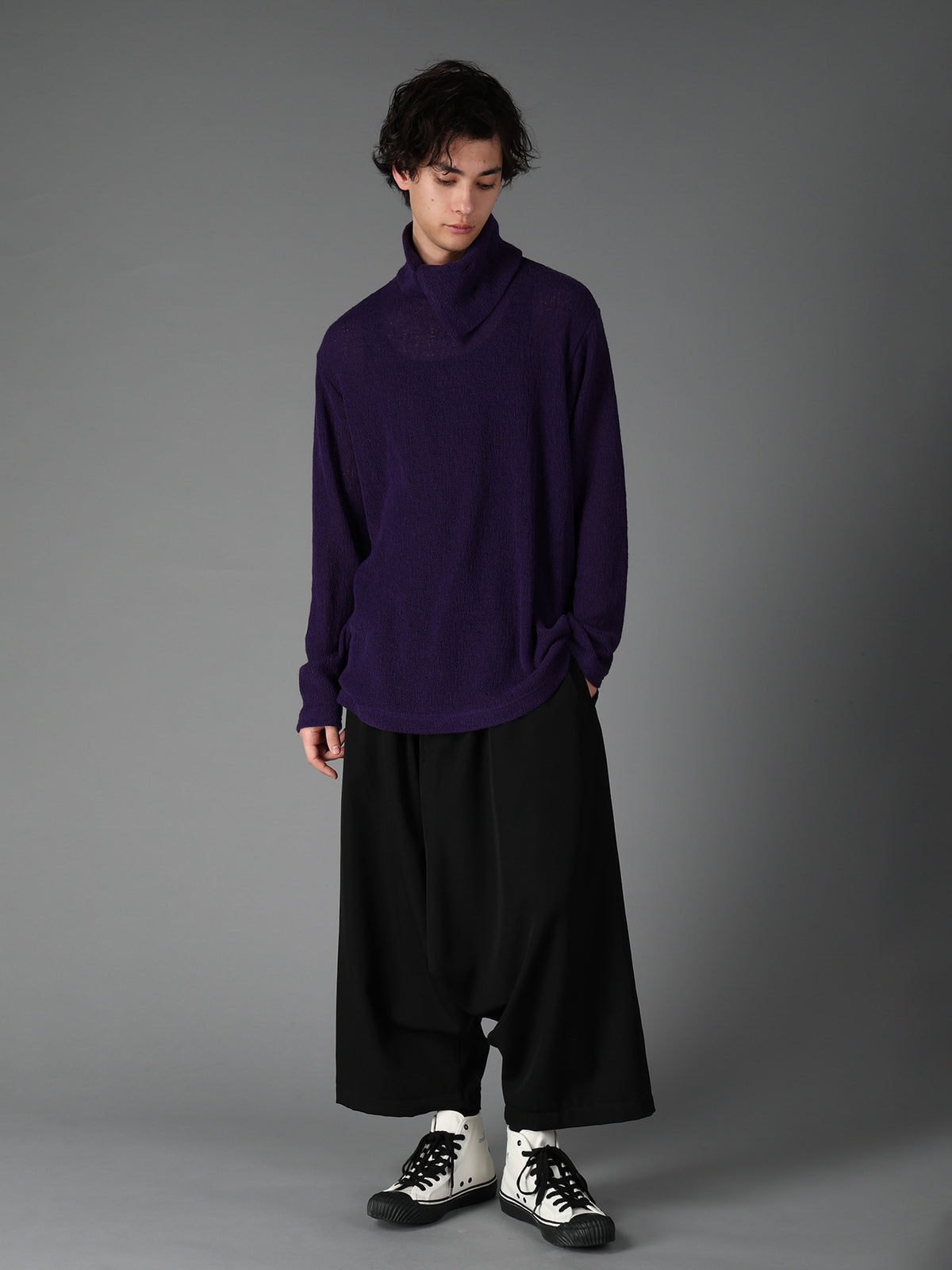 SPIDER WEB KNIT TURTLENECK LONG-SLEEVED T