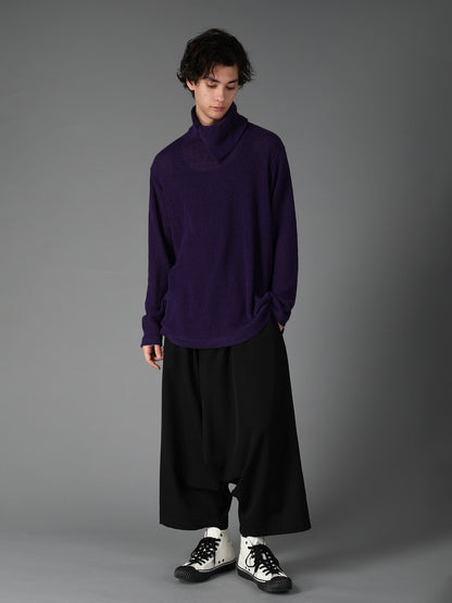 SPIDER WEB KNIT TURTLENECK LONG-SLEEVED T