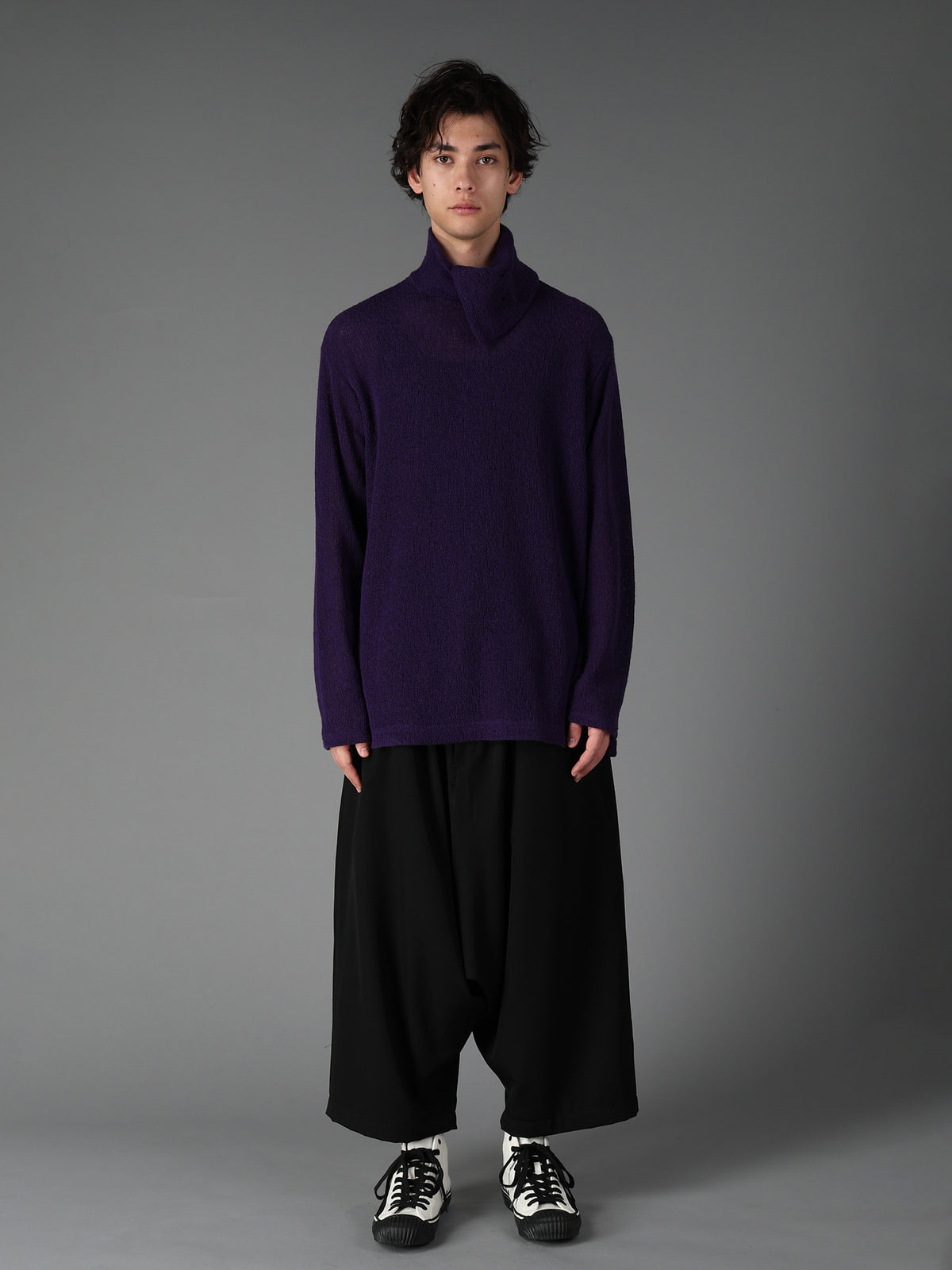 SPIDER WEB KNIT TURTLENECK LONG-SLEEVED T
