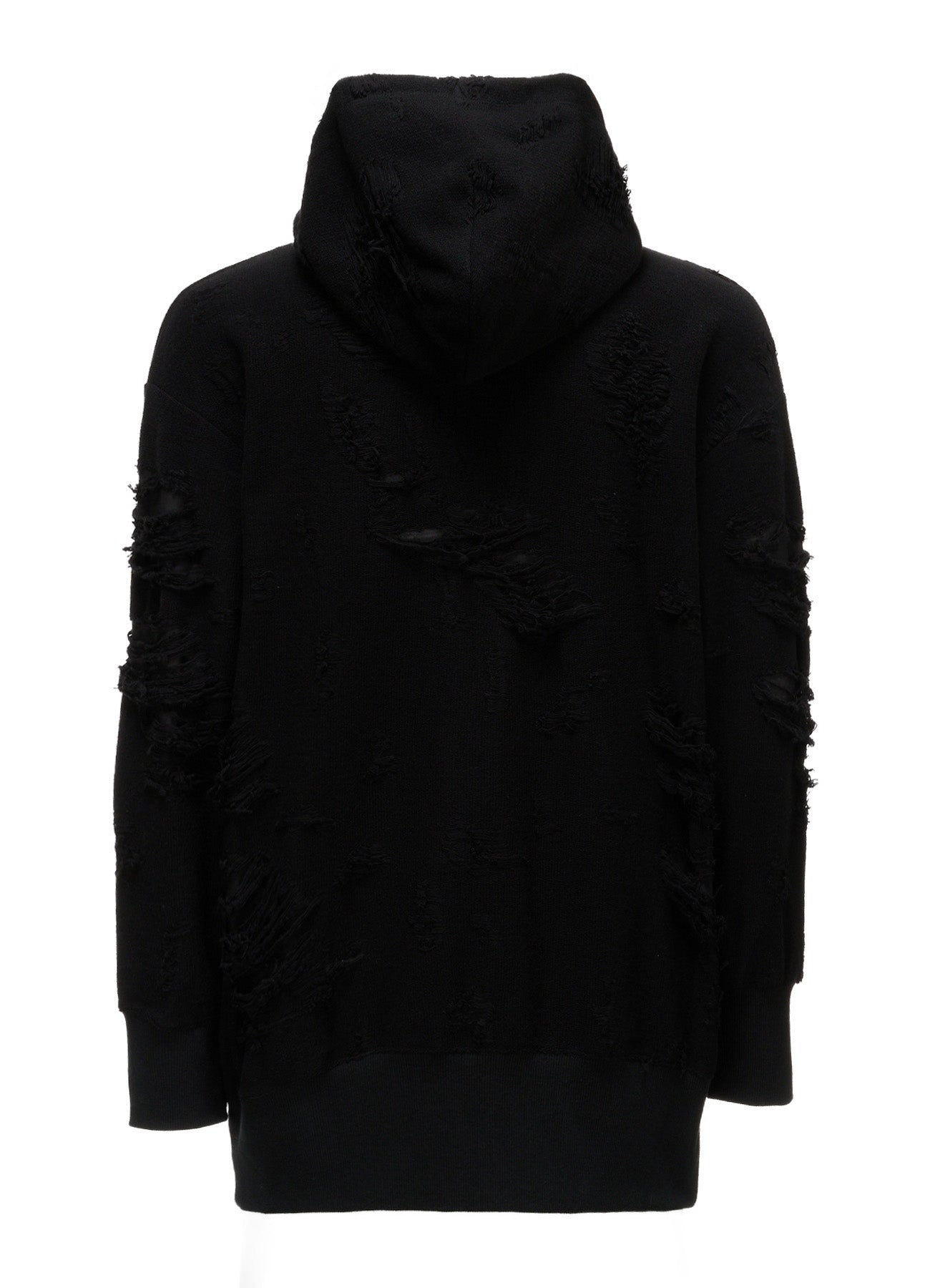 DAMAGE JACQUARD FRENCH TERRY NECK RIB CUT-OFF SEAM HOODIE – THE