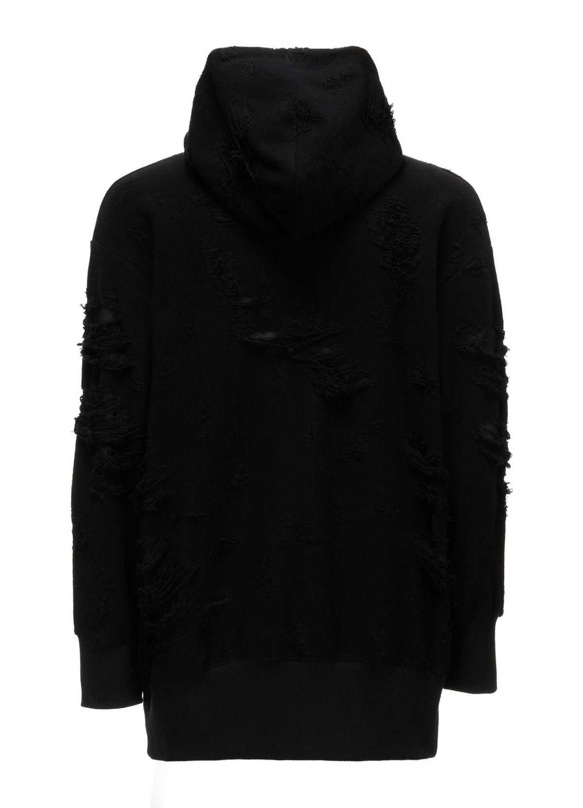 DAMAGE JACQUARD FRENCH TERRY NECK RIB CUT-OFF SEAM HOODIE