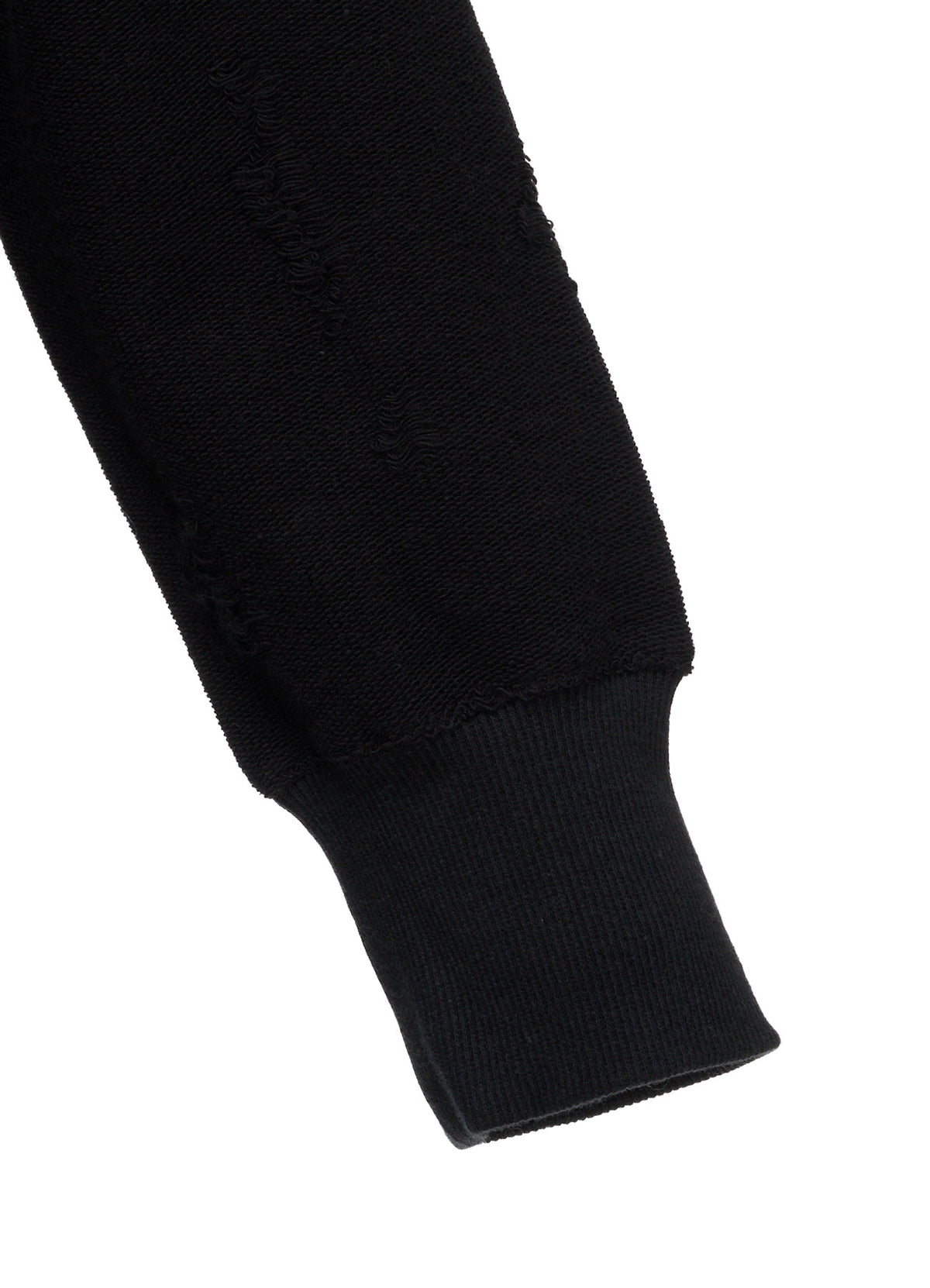DAMAGE JACQUARD FRENCH TERRY NECK RIB CUT-OFF SEAM HOODIE