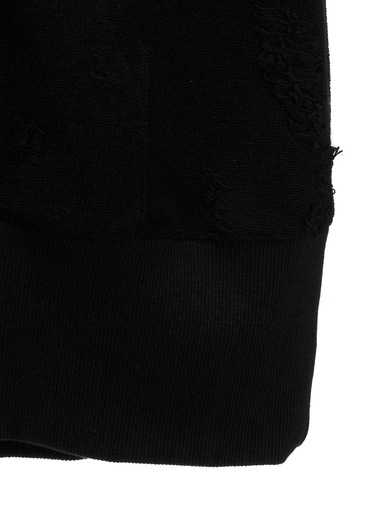 DAMAGE JACQUARD FRENCH TERRY NECK RIB CUT-OFF SEAM HOODIE