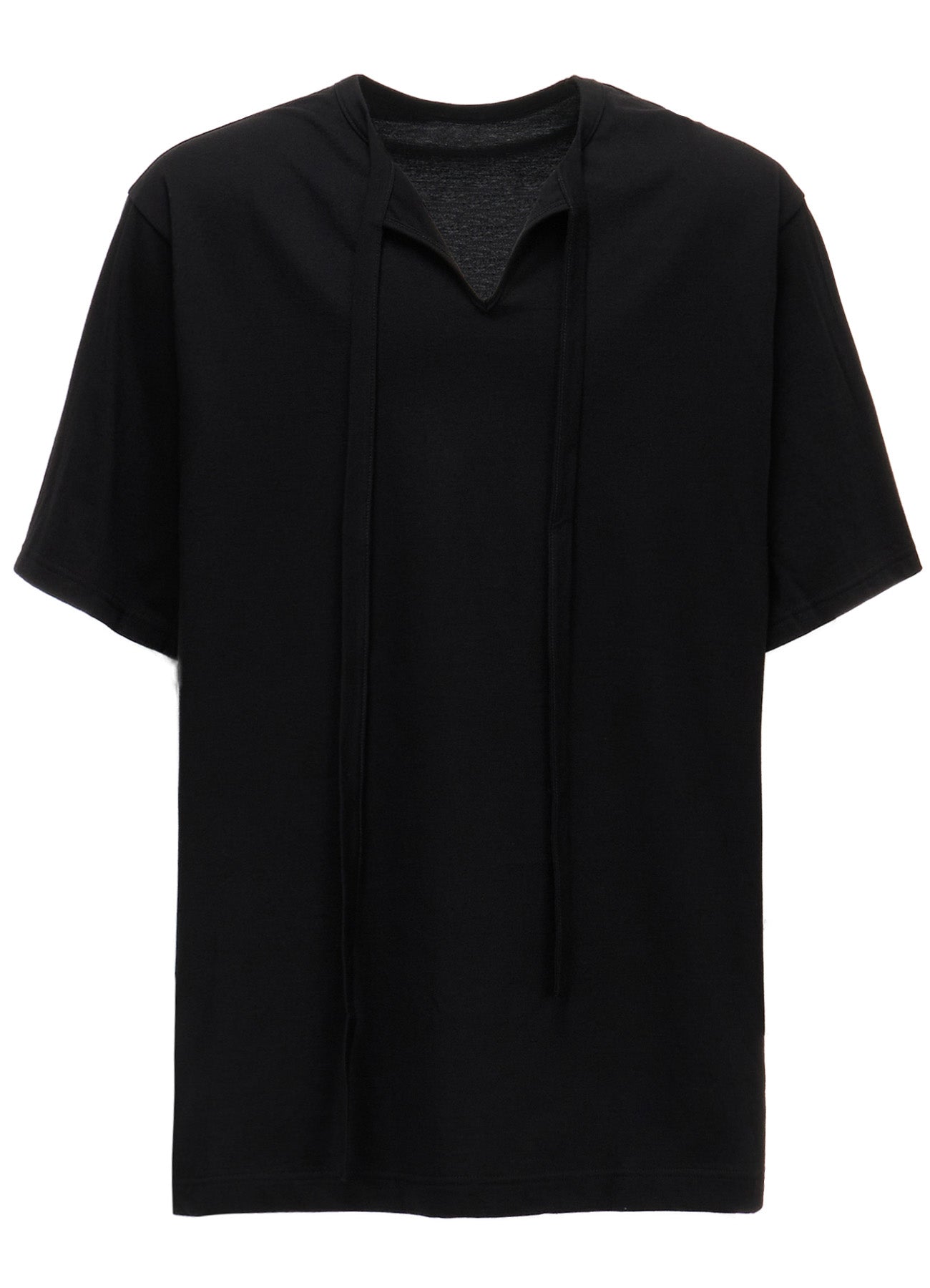 COTTON JERSEY FRONT SLIT COLLAR SHORT SLEEVED T – THE SHOP YOHJI