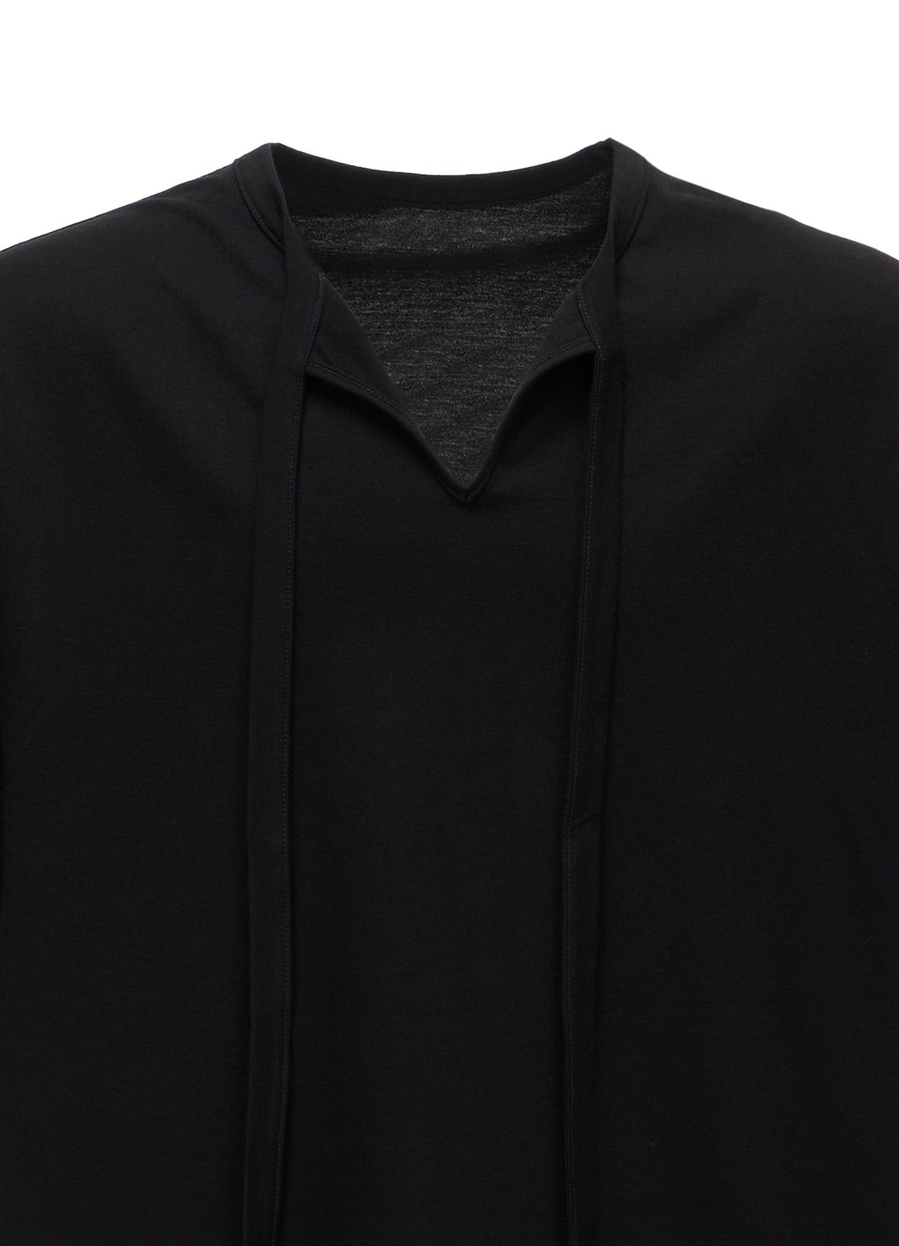 COTTON JERSEY FRONT SLIT COLLAR SHORT SLEEVED T