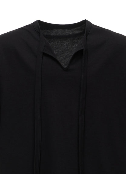 COTTON JERSEY FRONT SLIT COLLAR SHORT SLEEVED T