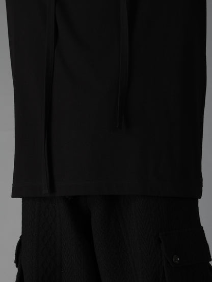 COTTON JERSEY FRONT SLIT COLLAR SHORT SLEEVED T