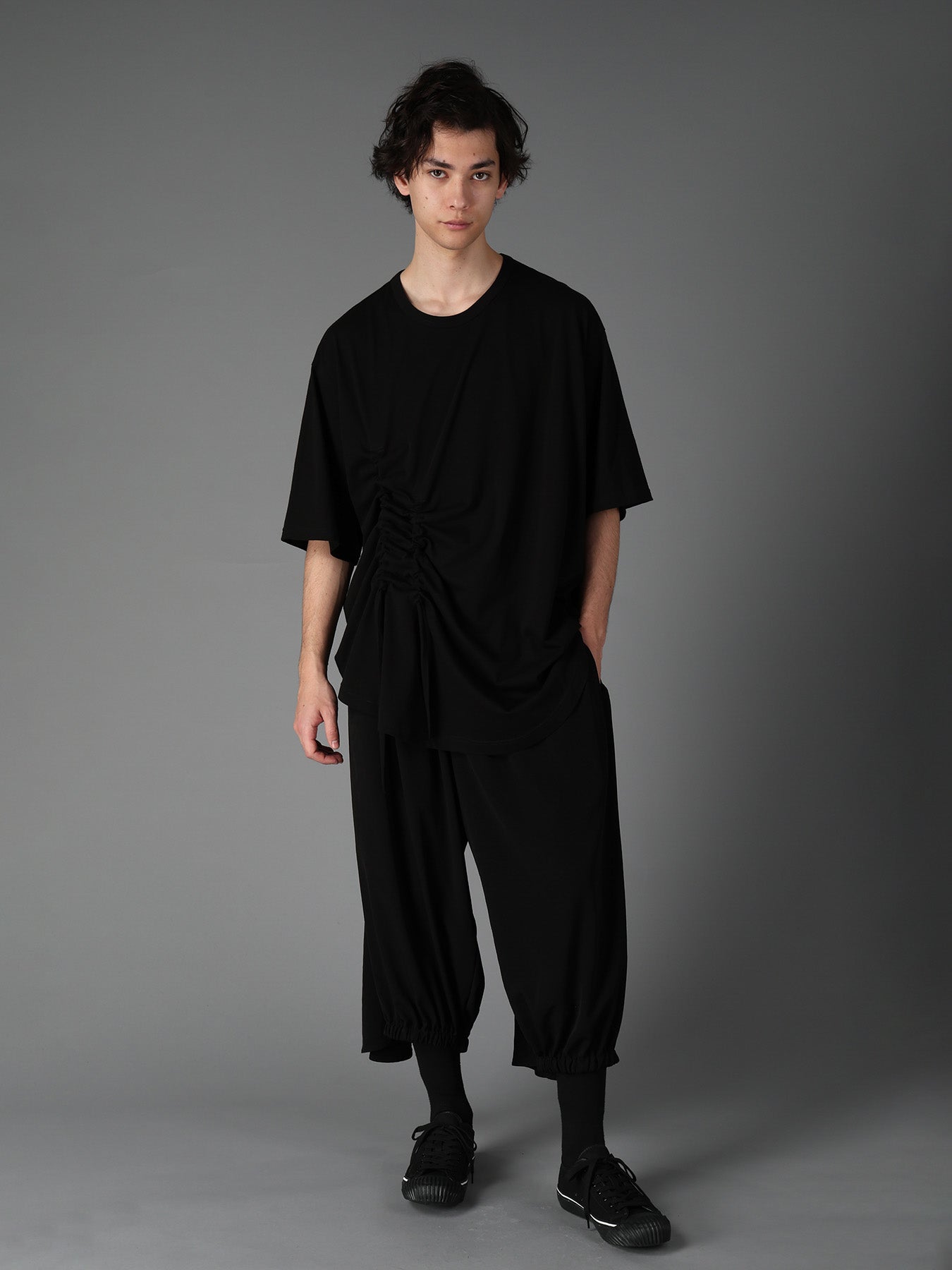 ULTIMA JERSEY SIDE GATHERED ROUND HEM T